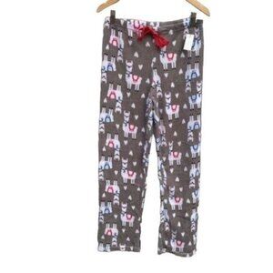 Women’s Llama Alpaca Print Fuzzy Pajama Lounge Pants New Medium